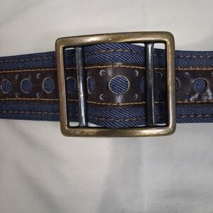 Levi's Mens Belt Denim Brown Leather Adjustable Roller‎ Buckle Utility Red Tag
